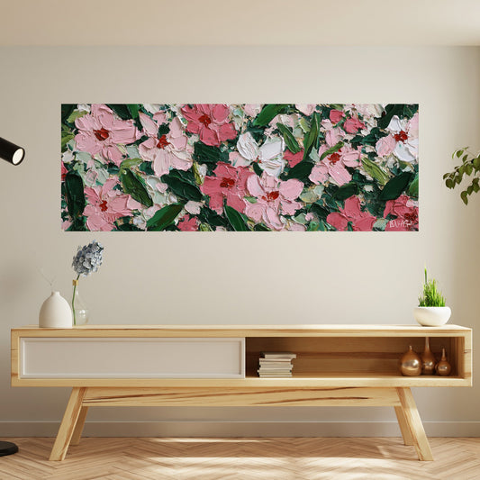Pembe Çiçekler kanvas tablo — çiçek temalı duvar dekorasyonu