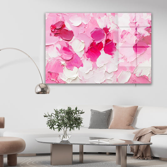 Pembe Fuşya Soyut cam tablo — farklı açıdan görünüm
