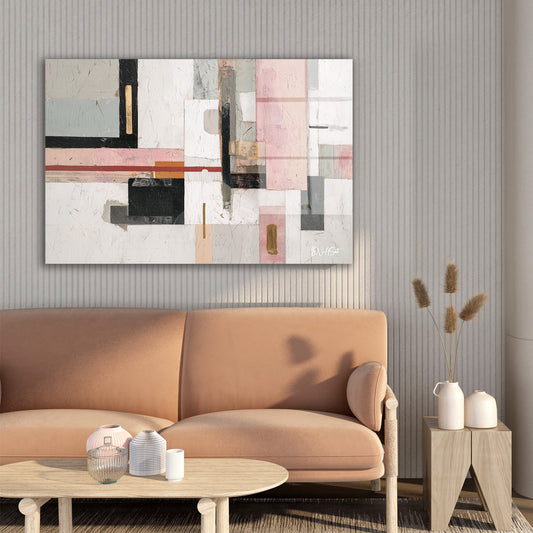 Pembe Gri Geometri cam tablo — farklı açıdan görünüm