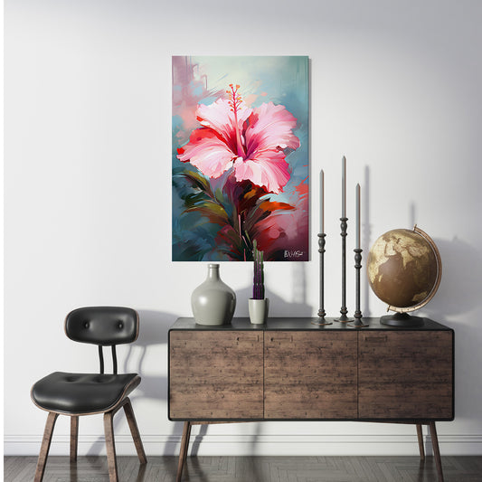 Pembe Hibiskus 2 kanvas tablo — farklı açıdan görünüm