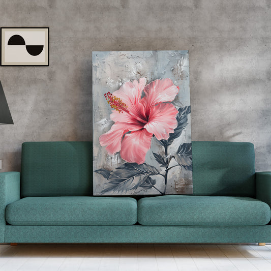 Pembe Hibiskus kanvas tablo — farklı açıdan görünüm
