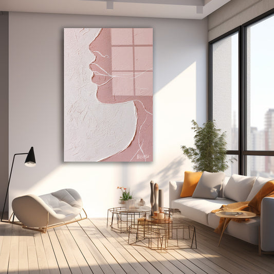 Pembe Kadın Profili cam tablo — farklı açıdan görünüm