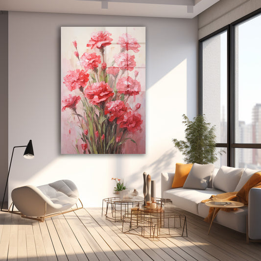 Pembe Karanfiller cam tablo — farklı açıdan görünüm