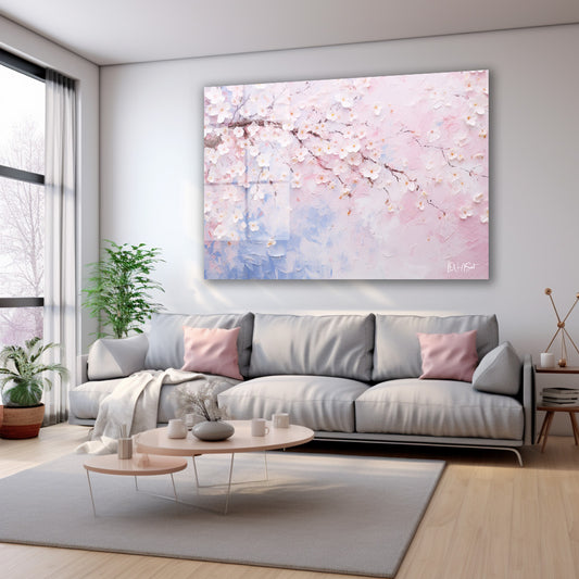 Pembe Kiraz Çiçekleri 9 cam tablo — farklı açıdan görünüm