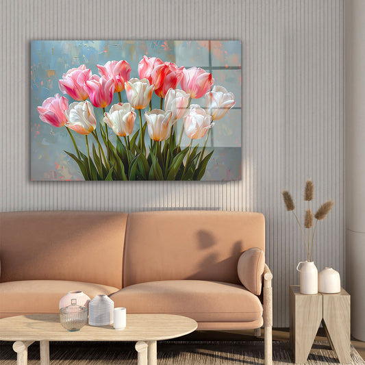 Pembe Laleler 5 cam tablo — farklı açıdan görünüm