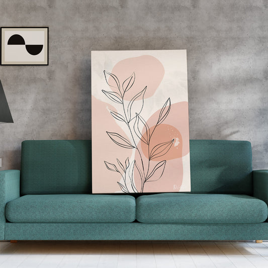 Pembe Minimal Yaprak kanvas tablo — farklı açıdan görünüm