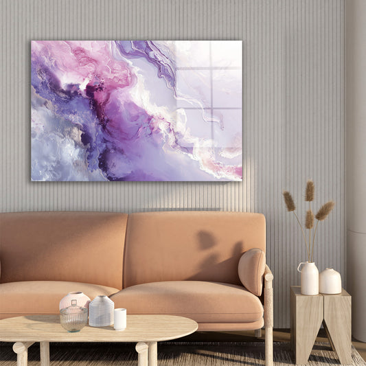 Pembe Mor Akış cam tablo — farklı açıdan görünüm