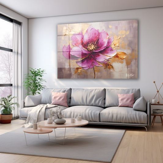 Pembe Şakayık 10 cam tablo — farklı açıdan görünüm
