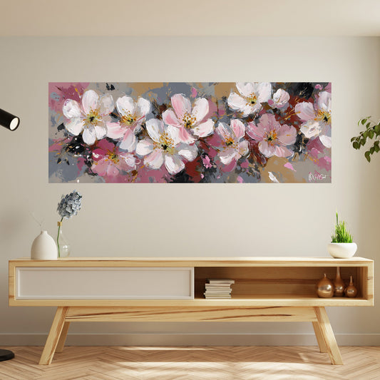 Pembe Yaşam kanvas tablo — temalı duvar dekorasyonu
