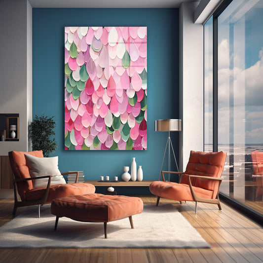 Pembe Yeşil Yapraklar cam tablo — farklı açıdan görünüm