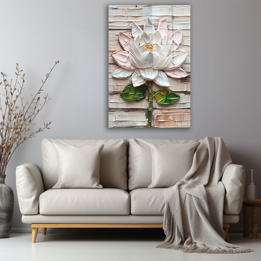 Pembeli Lotus cam tablo — iç mekân uygulama örneği