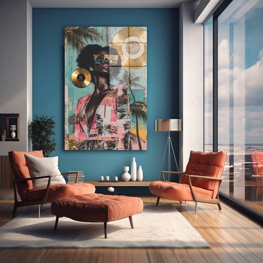 Plaklı Modern Kadın cam tablo — farklı açıdan görünüm