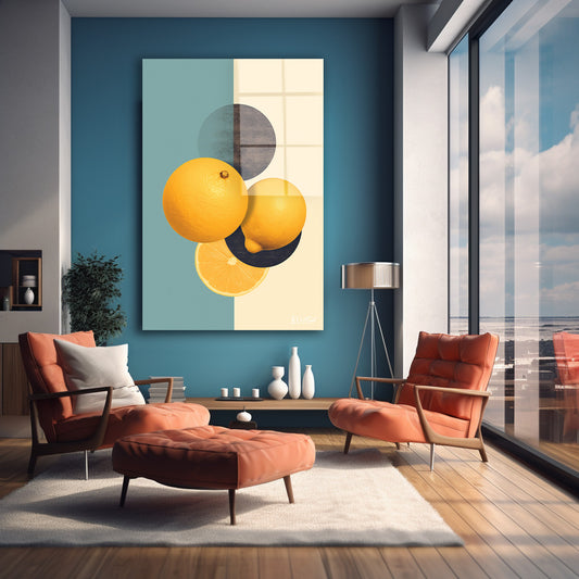 Portakal Geometrisi cam tablo — farklı açıdan görünüm