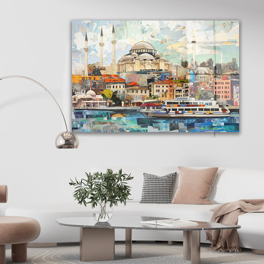Renkli Boğaz Kolajı cam tablo — farklı açıdan görünüm