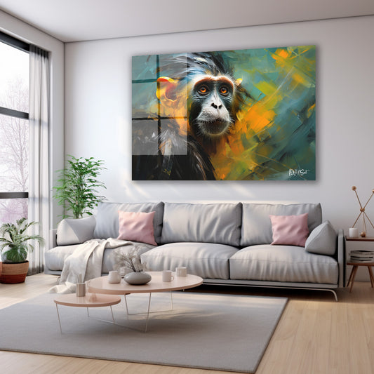 Renkli Maymun cam tablo — farklı açıdan görünüm
