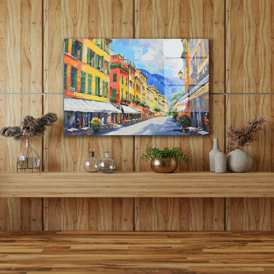 Renkli Sokak Kafeleri cam tablo — farklı açıdan görünüm