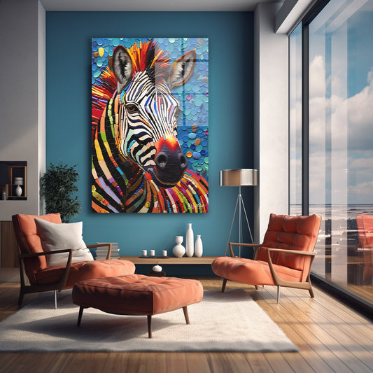 Renkli Zebra 2 cam tablo — farklı açıdan görünüm
