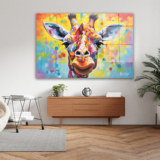 Renkli Zürafa 2 cam tablo — farklı açıdan görünüm