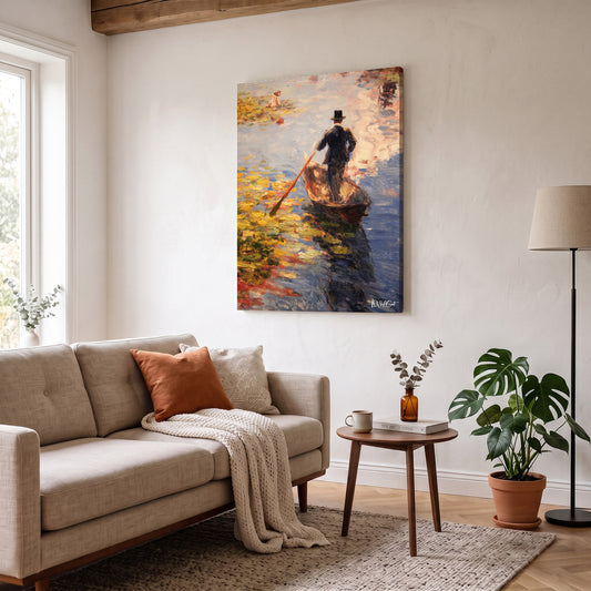 Şapkalı Kayıkçı kanvas tablo — duvarda dekorasyon görünümü