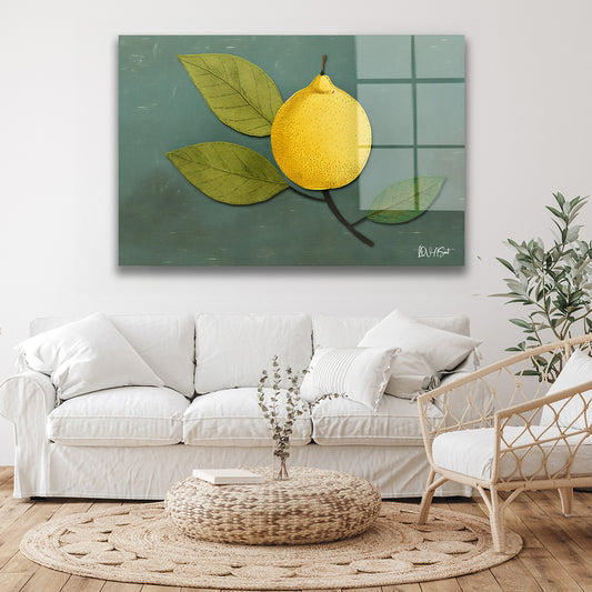 Sarı Limon cam tablo — duvarda dekorasyon görünümü