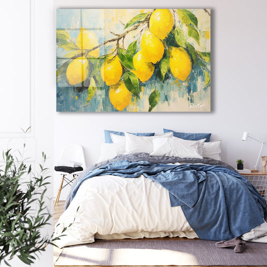 Sarı Limon Dalı cam tablo — iç mekân uygulama örneği