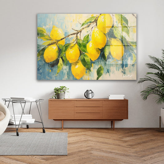 Sarı Limon Dalı cam tablo — farklı açıdan görünüm