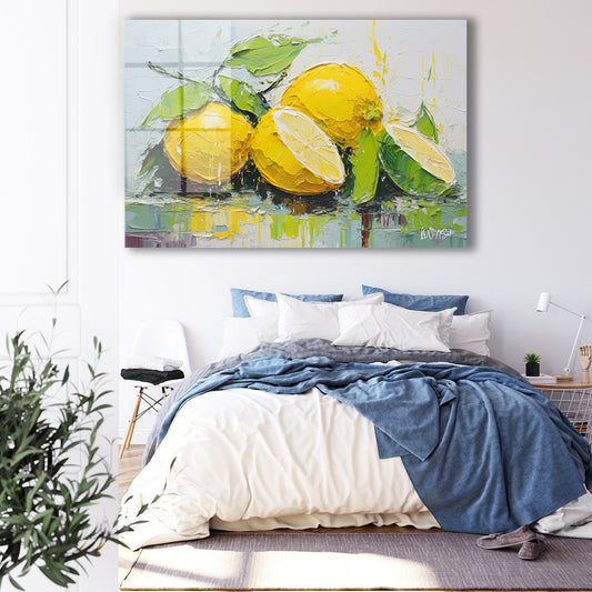 Sarı Limonlar 2 cam tablo — iç mekân uygulama örneği