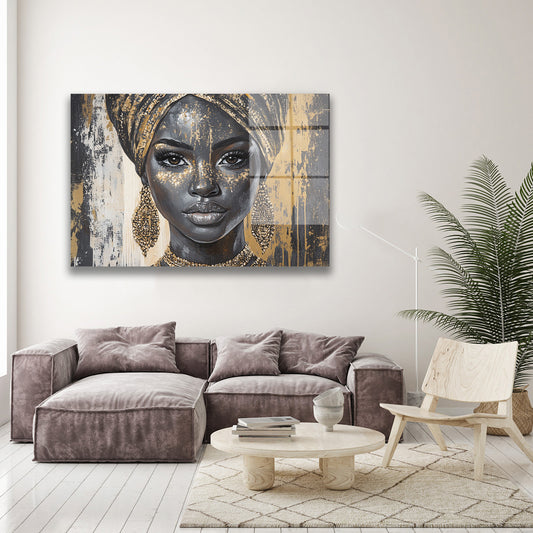 Sarıklı Afrikalı Kadın 2 cam tablo — farklı açıdan görünüm