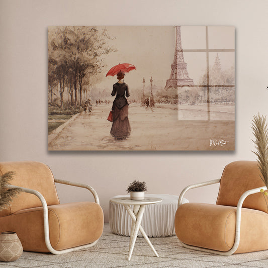 Sepya Paris 3 cam tablo — duvarda dekorasyon görünümü