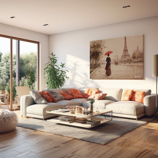 Sepya Paris 3 kanvas tablo — farklı açıdan görünüm