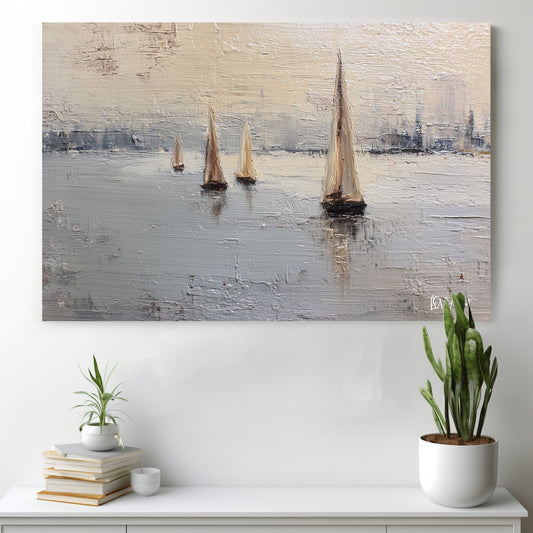 Sisli Yelkenliler 3 kanvas tablo — iç mekân uygulama örneği