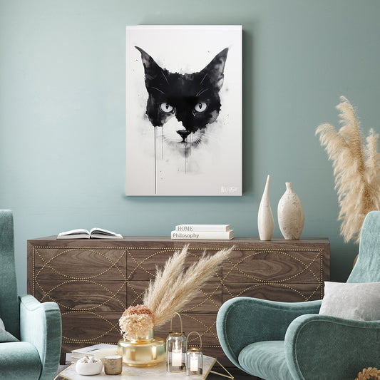 Siyah Kedi Yüzü kanvas tablo — farklı açıdan görünüm