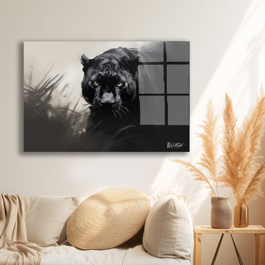 Siyah Panter 4 cam tablo — farklı açıdan görünüm