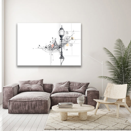 Sokak Lambası cam tablo — duvarda dekorasyon görünümü