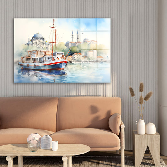Suluboya Cami ve Tekne cam tablo — farklı açıdan görünüm