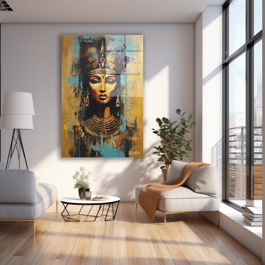 Turkuaz Nefertiti cam tablo — farklı açıdan görünüm