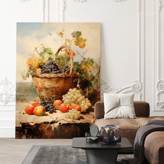 Üzüm Hasadı kanvas tablo — çiçek temalı dekoratif duvar tablosu