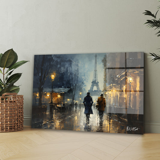 Yağmurda Paris 2 cam tablo — iç mekân uygulama örneği