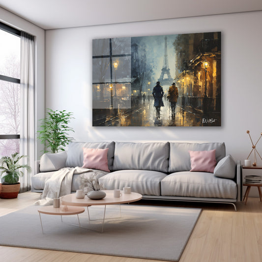 Yağmurda Paris 2 cam tablo — farklı açıdan görünüm