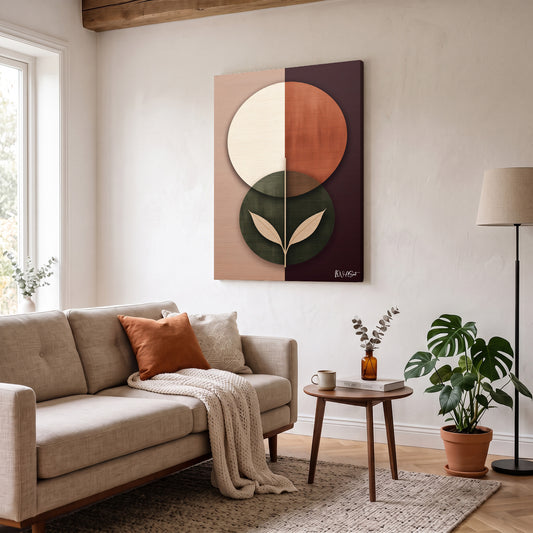 Yeşil Kiremit Daireler kanvas tablo — duvarda dekorasyon görünümü