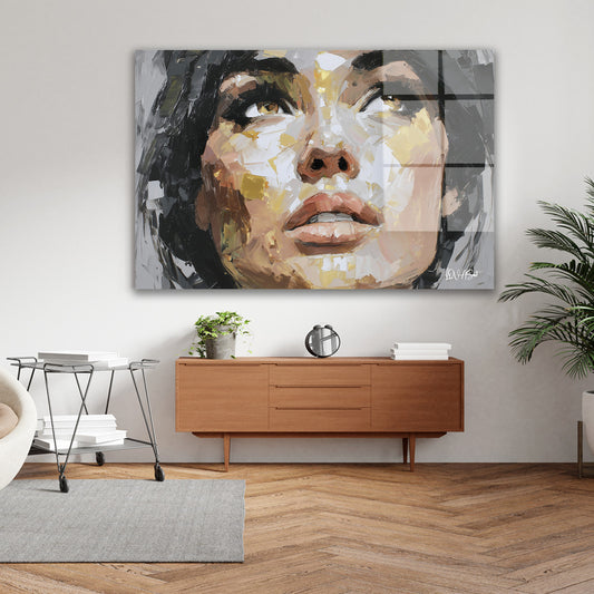 Yukarı Bakan Yüz cam tablo — farklı açıdan görünüm