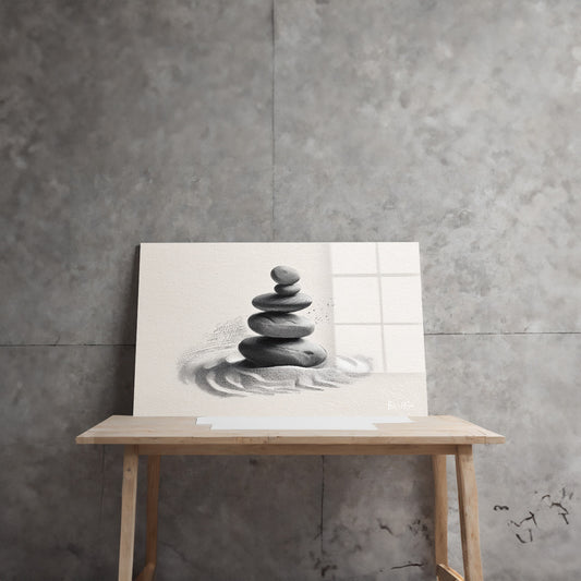 Zen Taşları 3 cam tablo — farklı açıdan görünüm