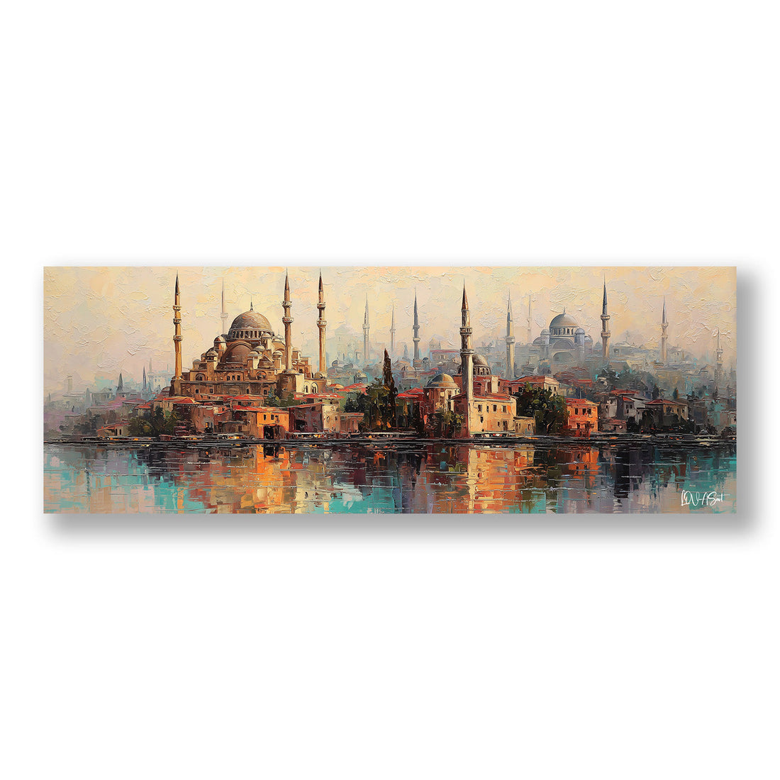 200x70 panoramik kanvas tablo geniş duvarda