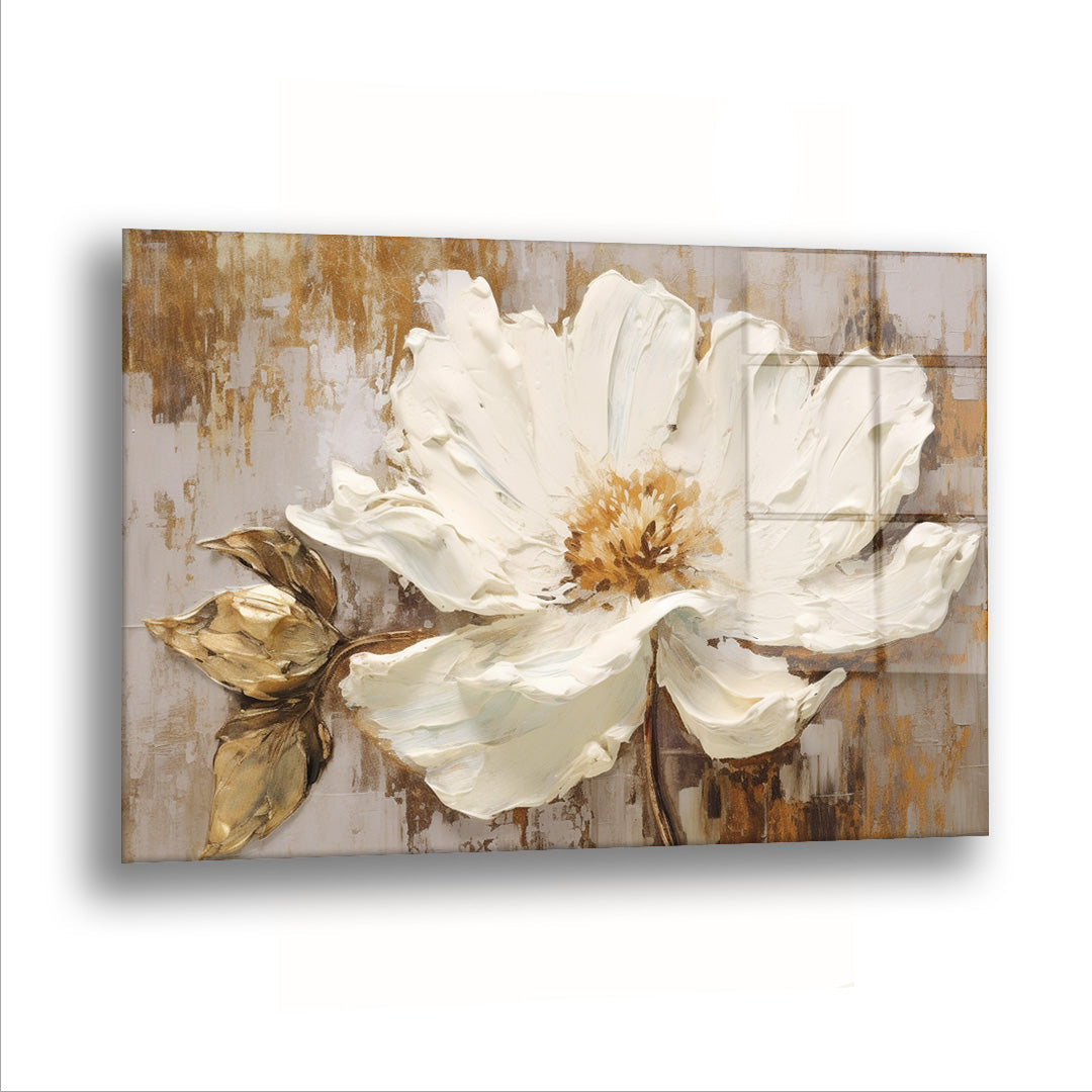 Ağaç Dokulu Çiçek - Cam Tablo