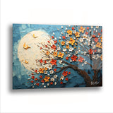Dolunaydaki Renkli Çiçek Ağacı - Cam Tablo