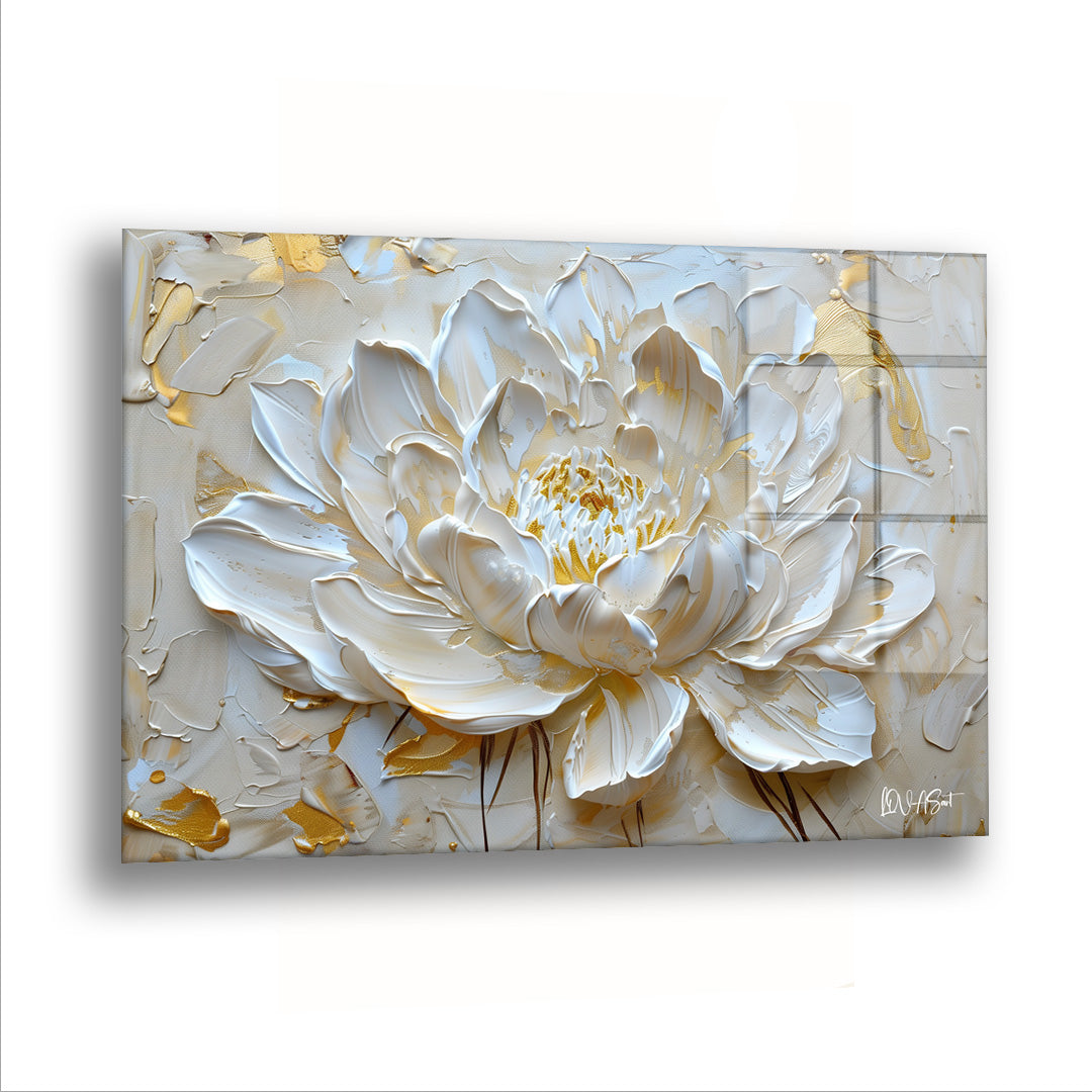 Duvara İşlenmiş Çiçek Cam Tablo