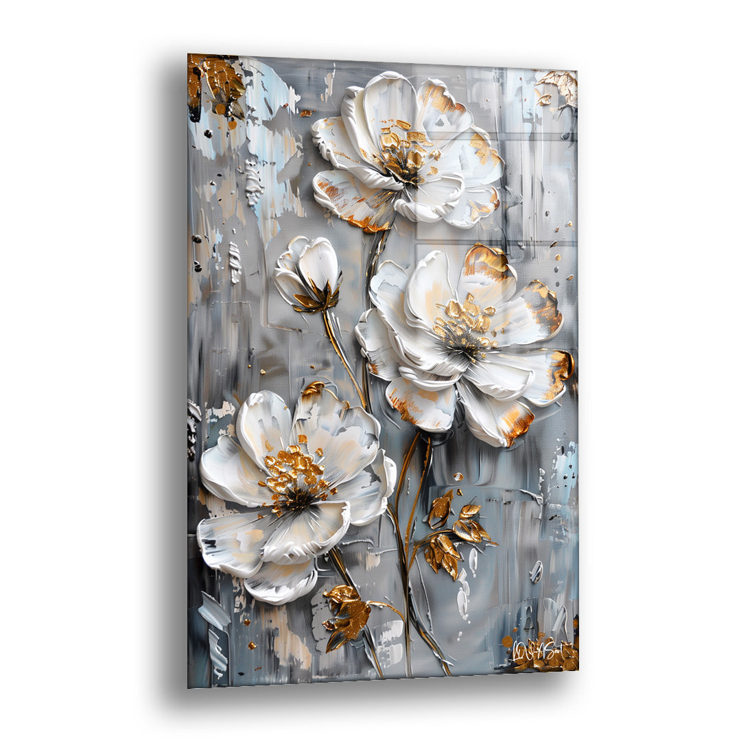 Gerçek Çiçekleri - Cam Tablo