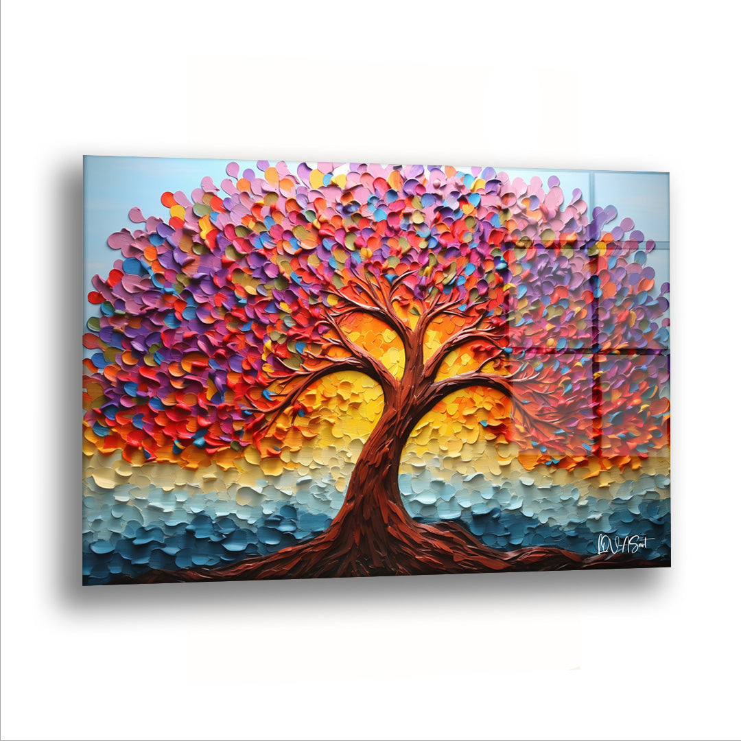 Gökkuşağı Ağacı - Cam Tablo