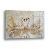İki Altın Kuğu - Cam Tablo