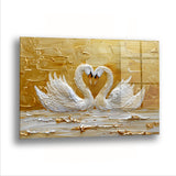 İki Kuğu - Cam Tablo